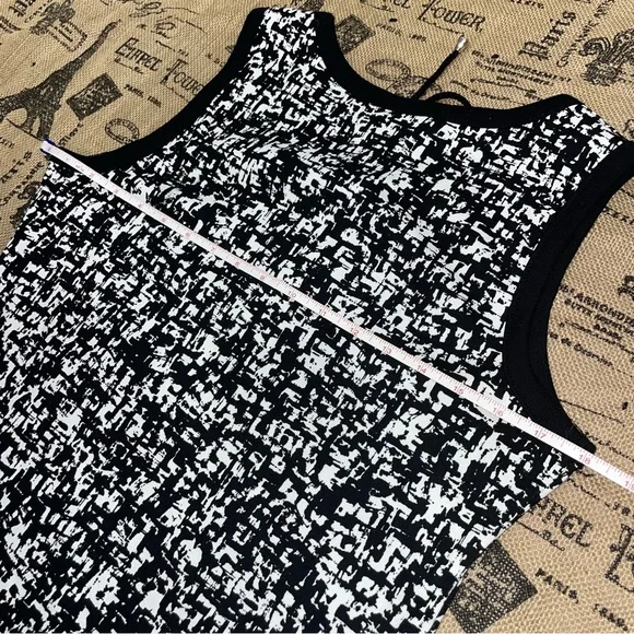 Rafaella NWOT! Black/White Print Tie Neck Sleeveless Dress Size S - Picture 12 of 14